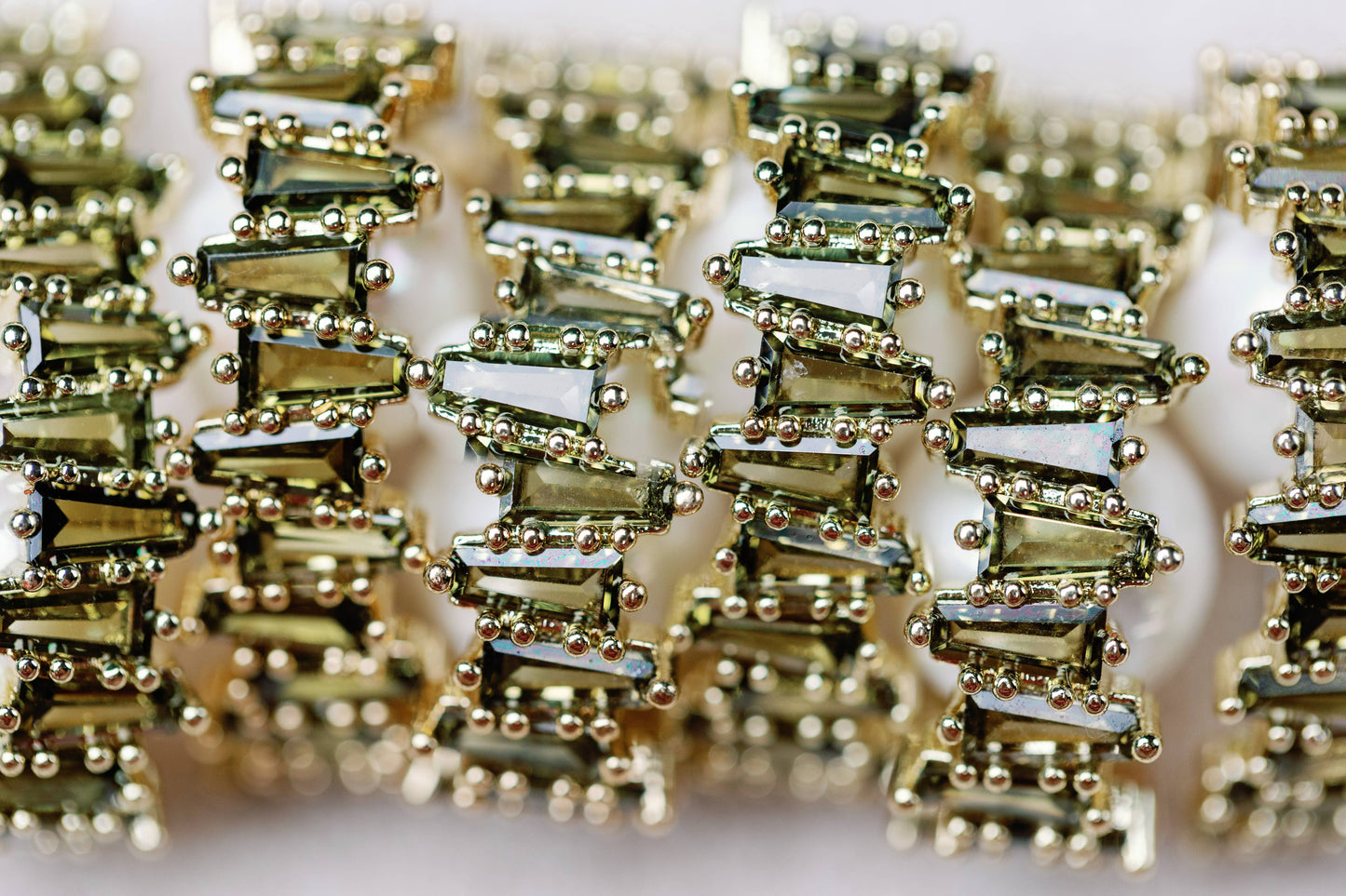 Green Rhinestone and Pearl Hoop Earrings