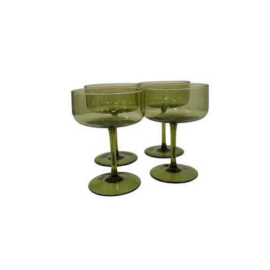 4 cocktail glasses, green