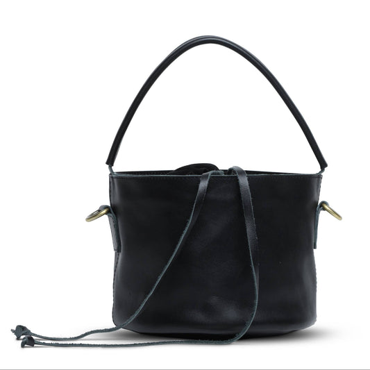 Lelo Leather and Suede Bucket Bag: Black