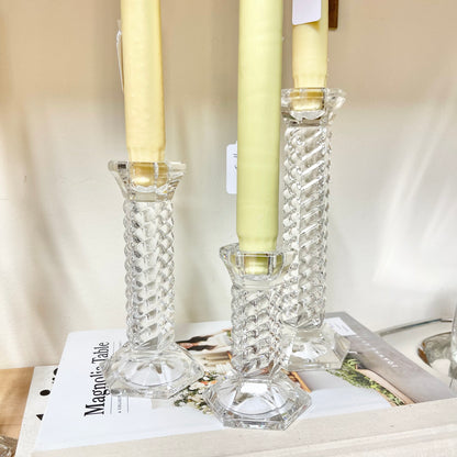 Crystal candlestick holders, set of 3