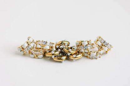 Diamond and Pearl Chunky Huggie Earrings