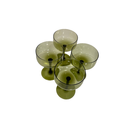 4 cocktail glasses, green