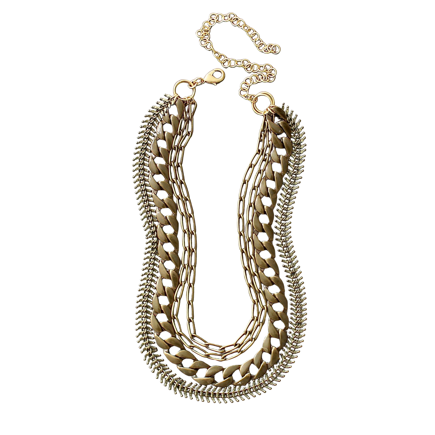 Multi strand brass ox chain necklace