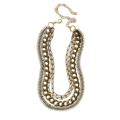 Multi strand brass ox chain necklace