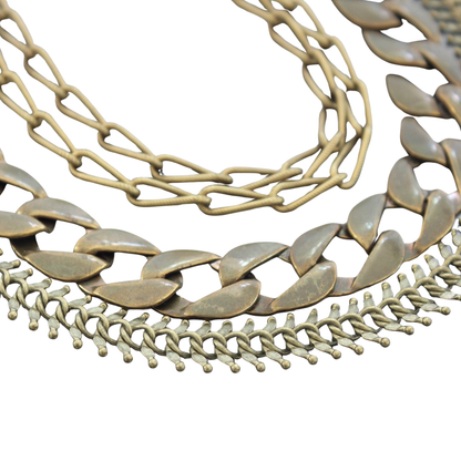 Multi strand brass ox chain necklace