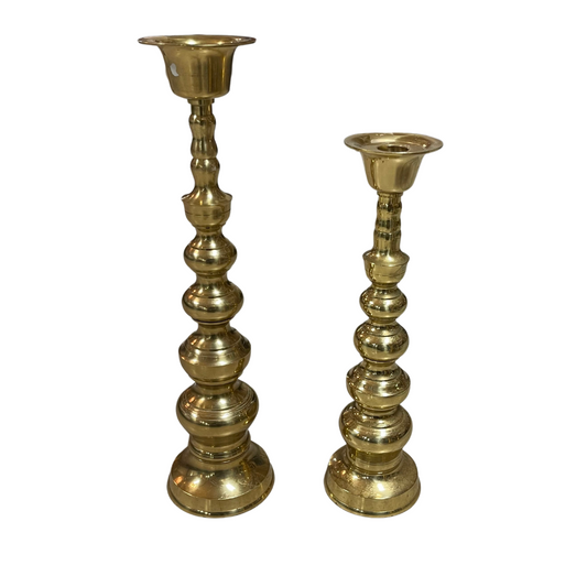 15" & 12" Brass Candlestick Holder Set