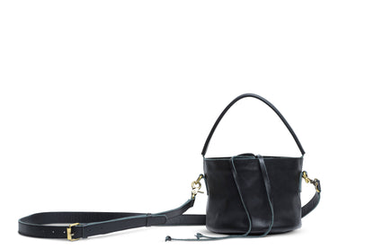 Lelo Leather and Suede Bucket Bag: Black