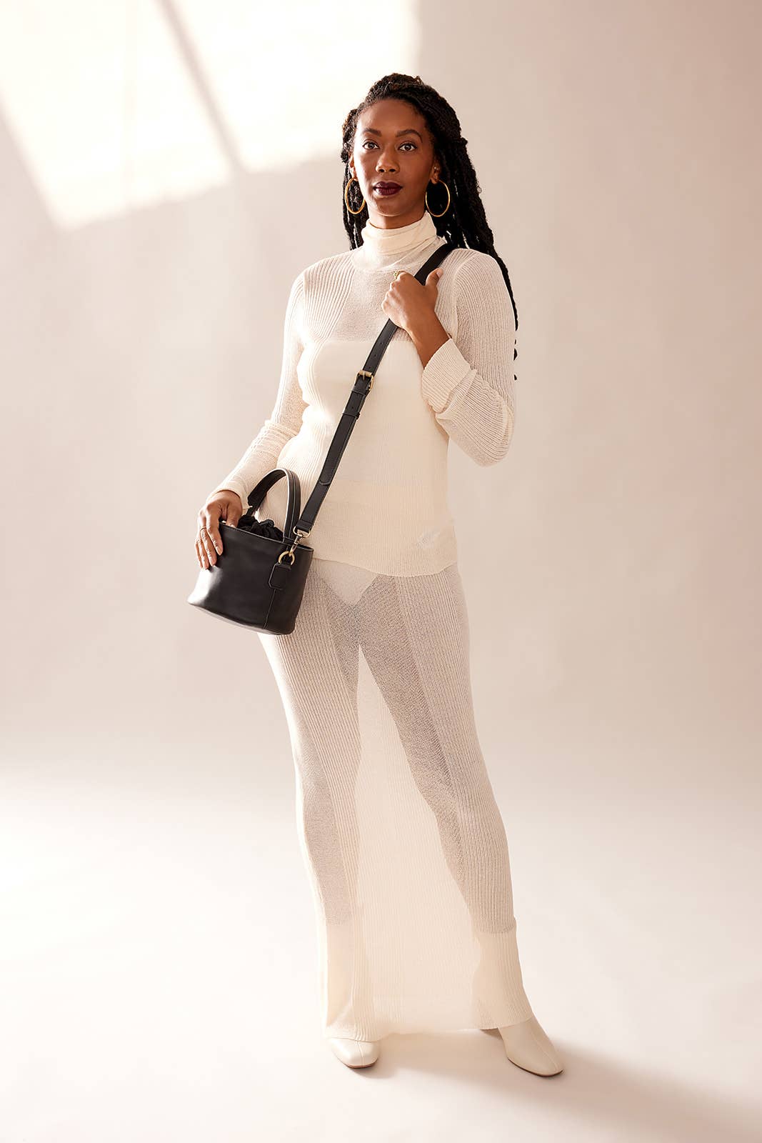 Lelo Leather and Suede Bucket Bag: Black