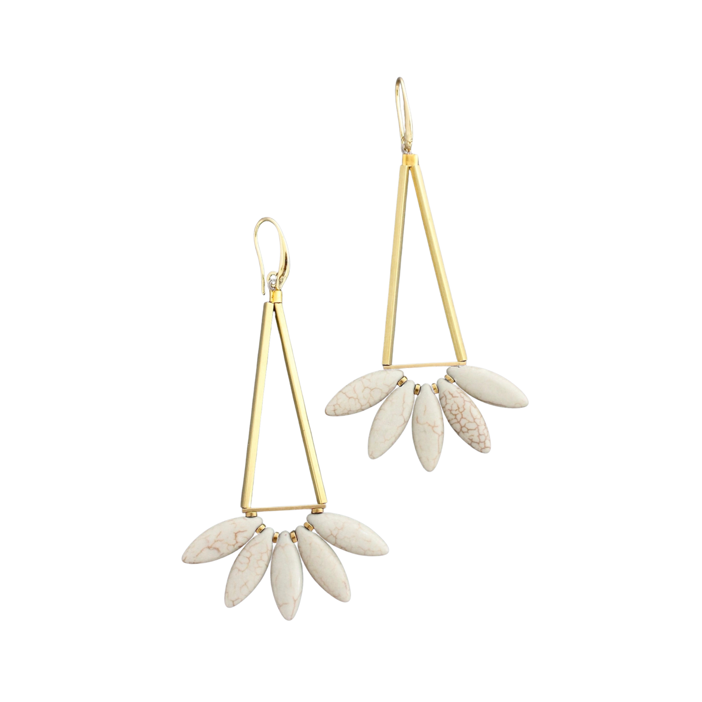Geometric gray lotus earrings
