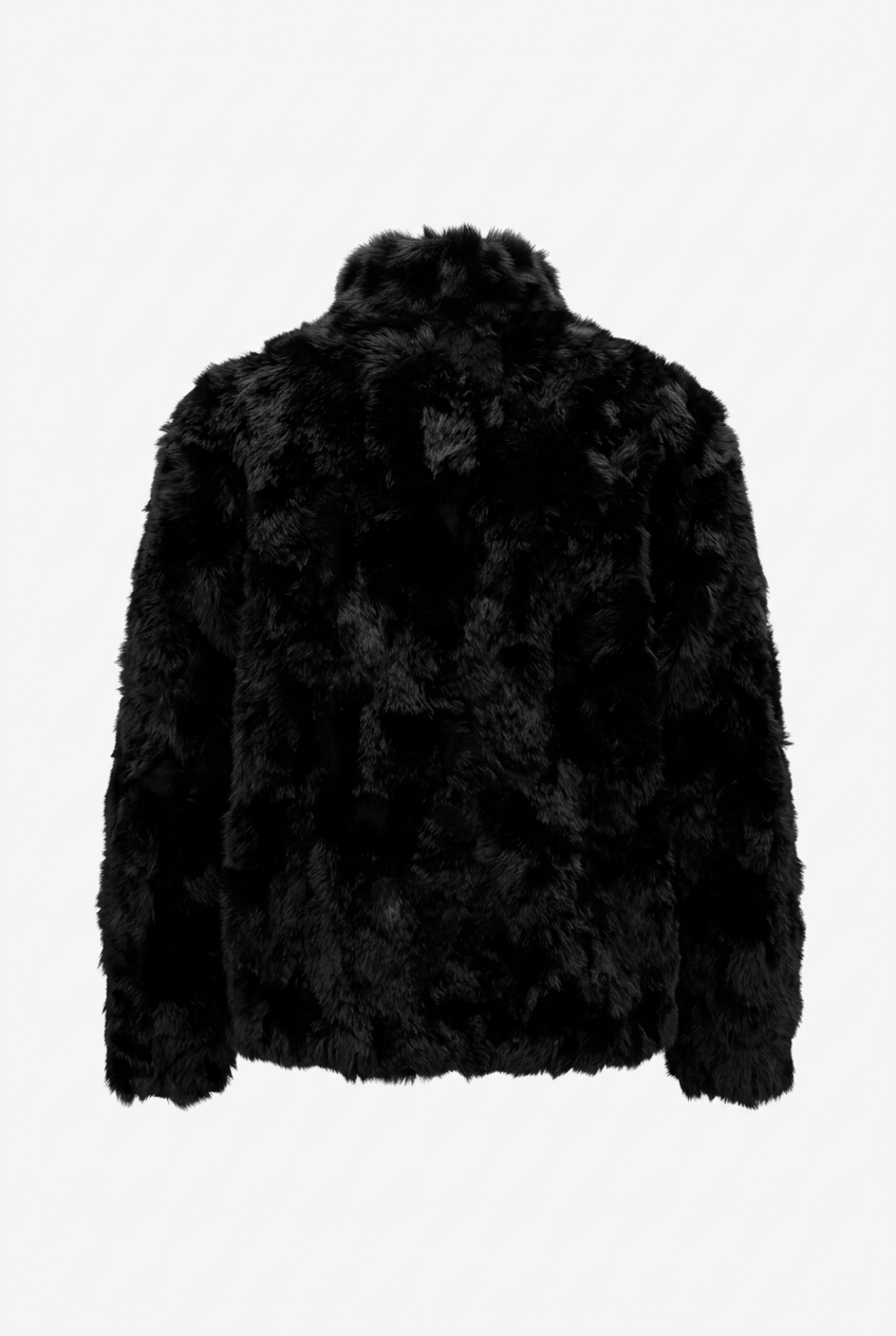 Somerset Furs Women's Black 100% Rabbit Fur Coat Jacket Size Medium Vintage