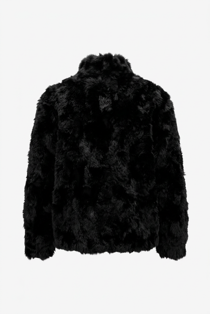 Somerset Furs Women's Black 100% Rabbit Fur Coat Jacket Size Medium Vintage