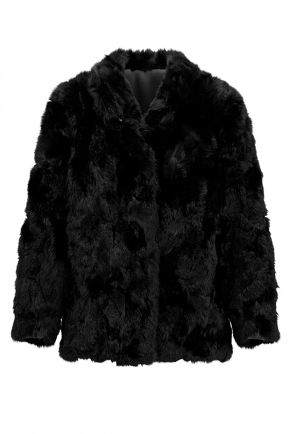 Somerset Furs Women's Black 100% Rabbit Fur Coat Jacket Size Medium Vintage