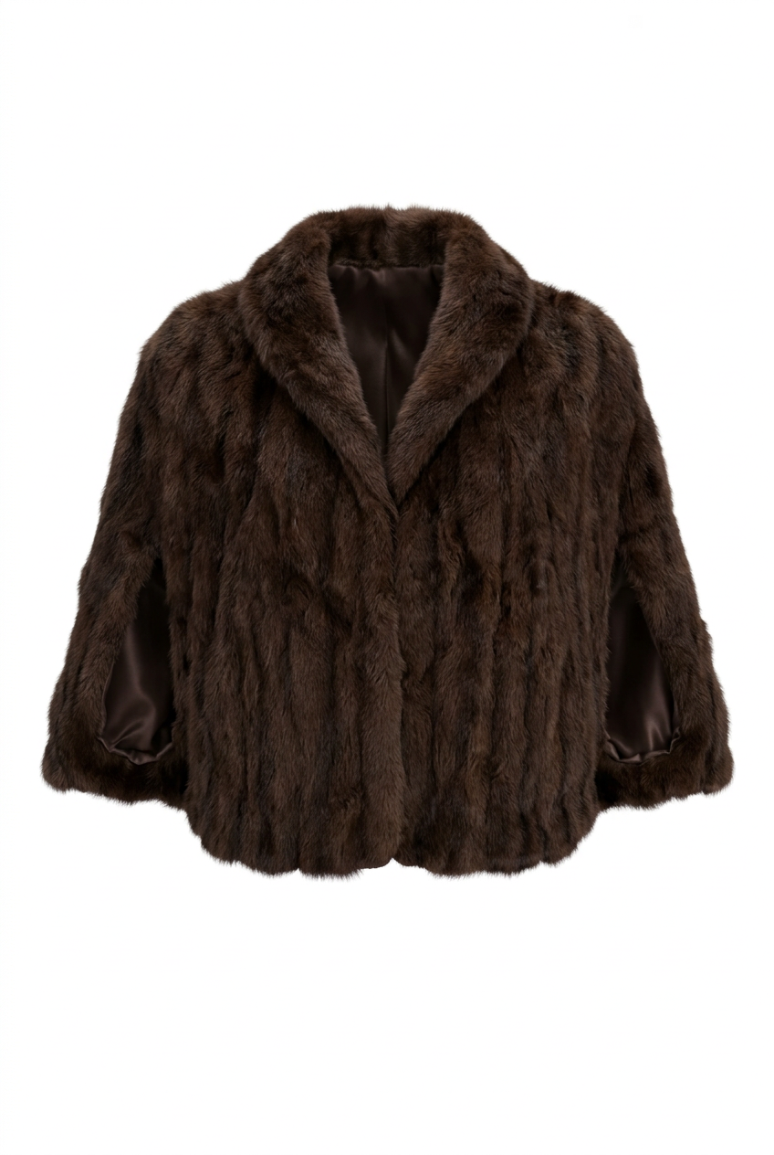 Women's Brown Fur Long Sleeve Coat
