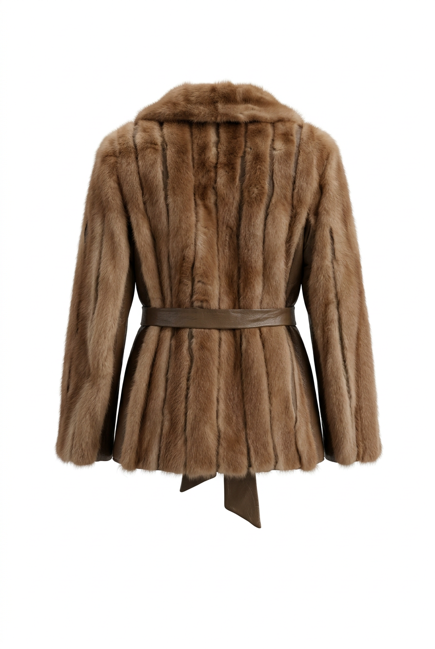 Vintage Tan Fur & Leather Women's Coat