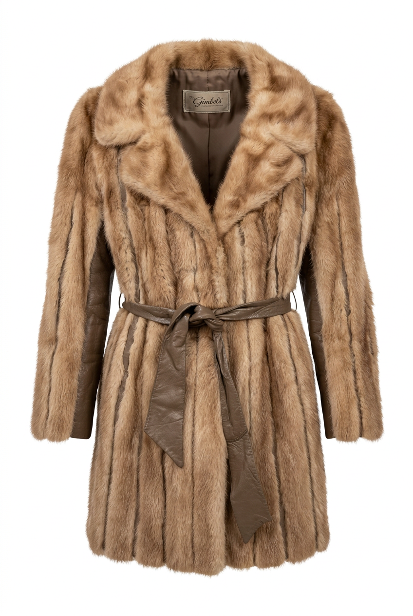 Vintage Tan Fur & Leather Women's Coat