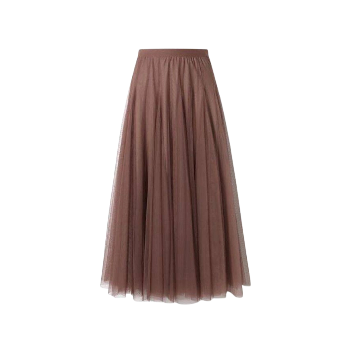 flowy tulle pleated skirt, brown